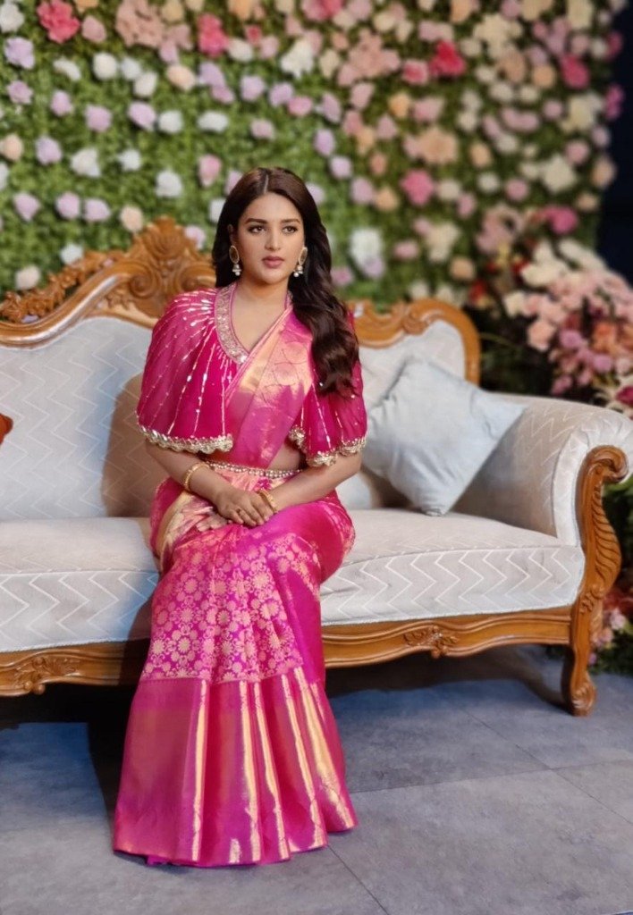Celebrity Reception Look â€“ Pink Silk Saree